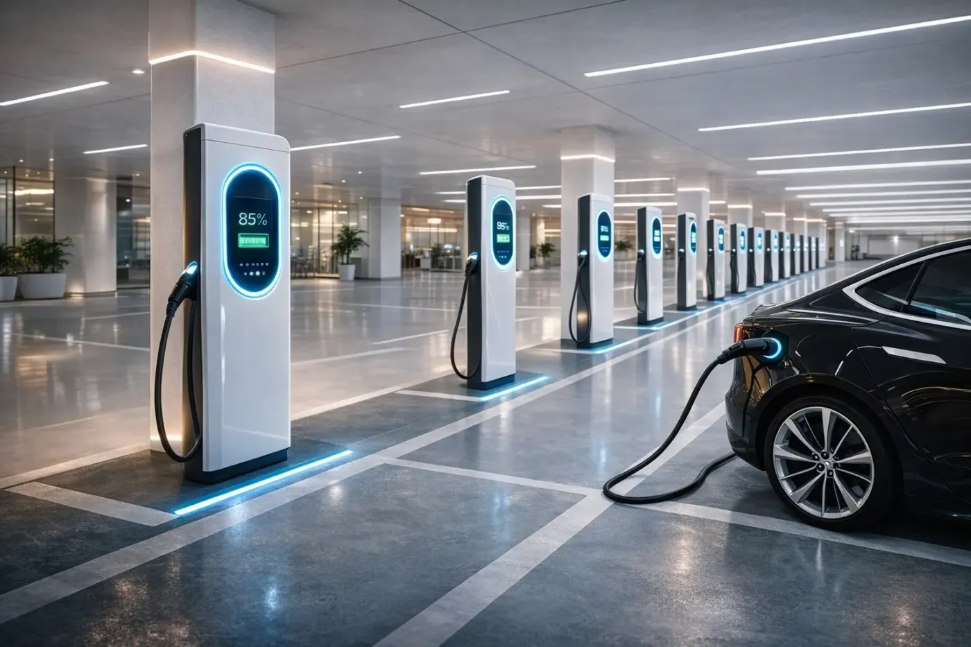 Unternehmensladestationen und Energieinfrastruktur