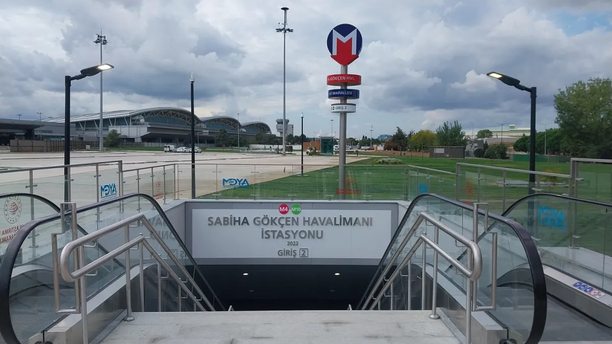 Sabiha Gökçen Airport Metro Entrance and Istanbul Transportation