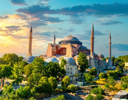 Exterior View of Hagia Sophia Mosque and Sultanahmet Square